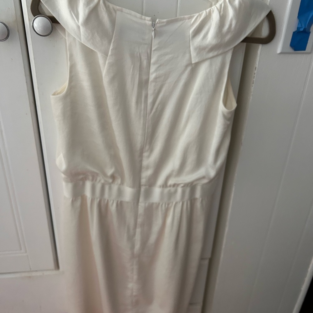 EUC LOFT White Dress w/Gem Accents, Lined and Sleeveless, Perfect Gemstones!!! - Picture 7 of 15